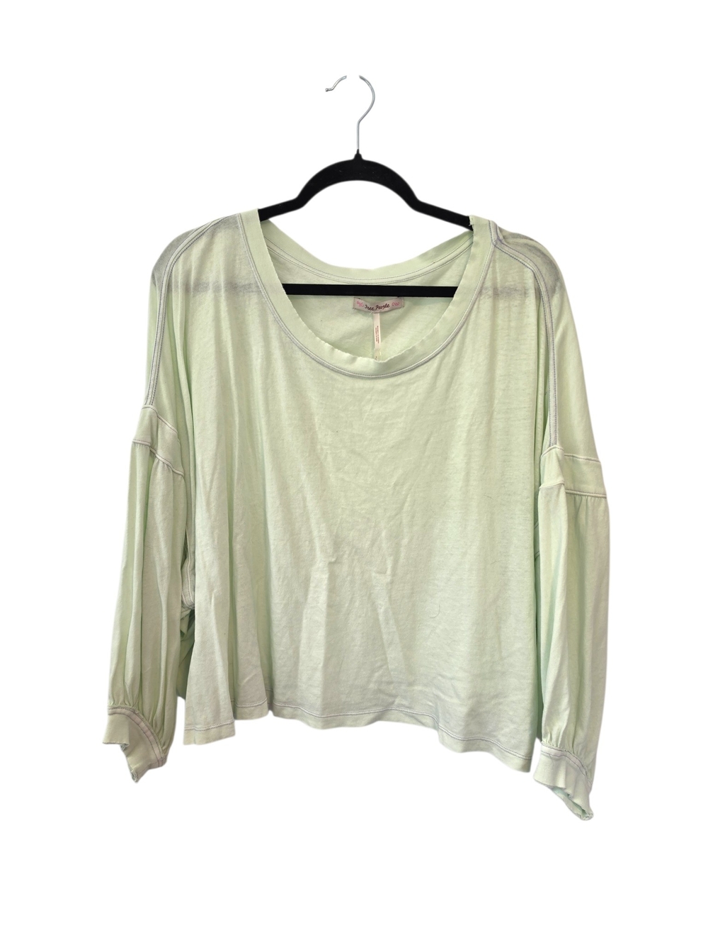 Free People Oversized Balloon Sleeve Blouse Long Sleeve Mint Green Size Small